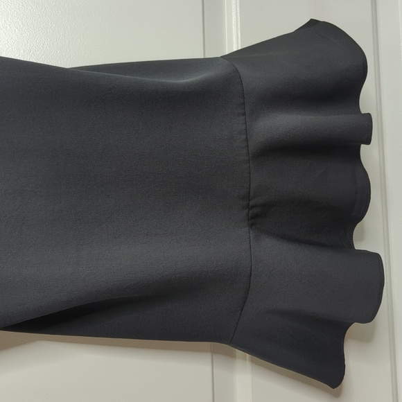 Express Tie Shoulder Ruffle Hem Fit and Flare Mini Dress in Pitch Black Size M - Picture 6 of 13